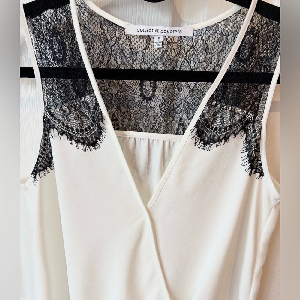 Collective Concepts White Lace Trim Top